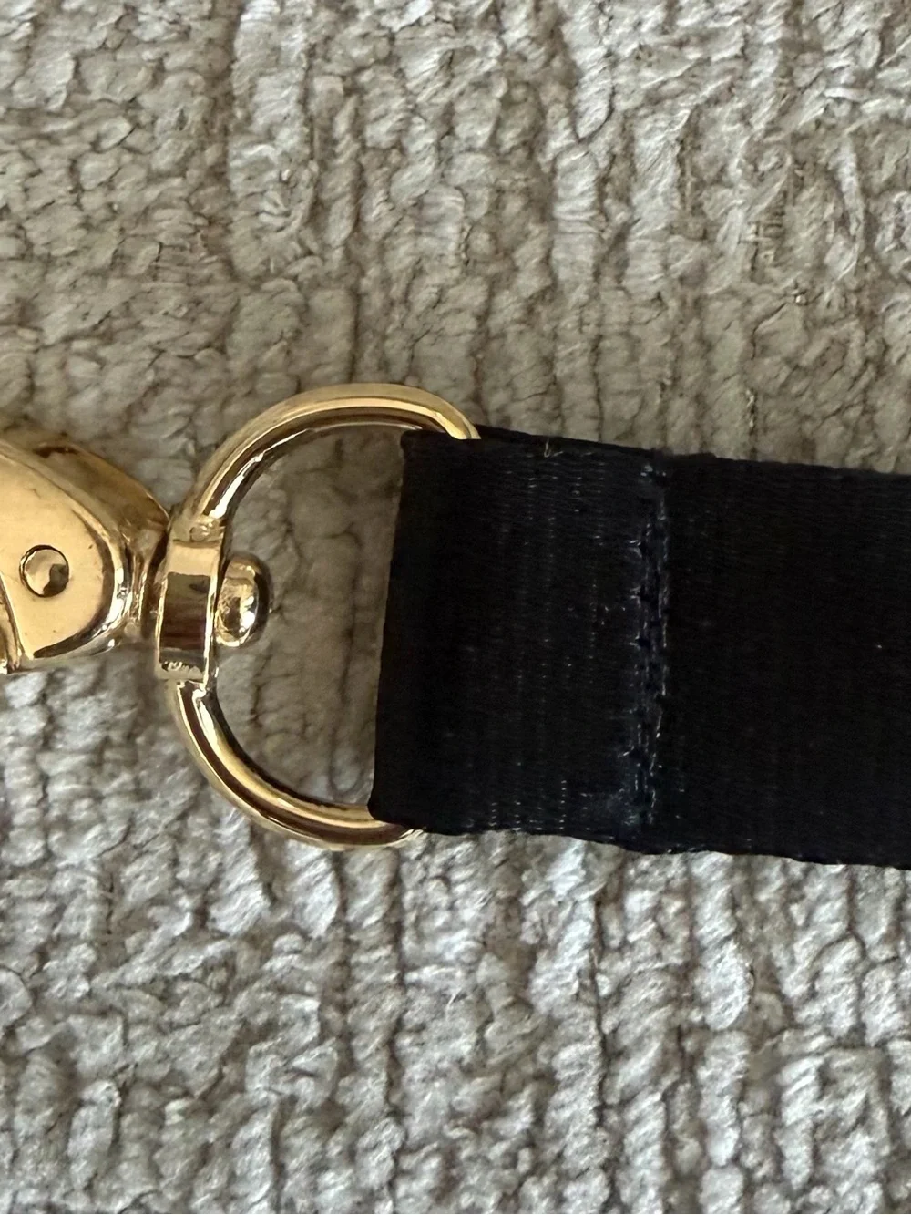 Escada Black Logo Ribbon Lanyard with Gold Clip